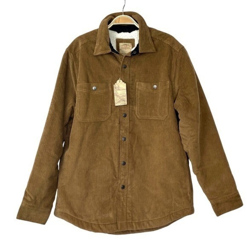 Telluride Clothing Co Men Brown Corduroy Shacket Shirt M Sherpa Lined Jacket NWT